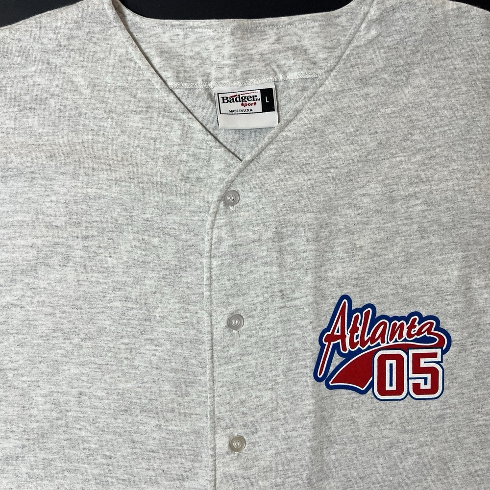 Vintage Atlanta Jersey 05' Badger Sport‎ Size Large Gray 90s Baseball Retro